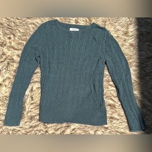 Sonoma Forest Green Cable Knit Fall Winter Sweater Women’s Size L Large